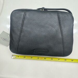 Black leather shoulder bag